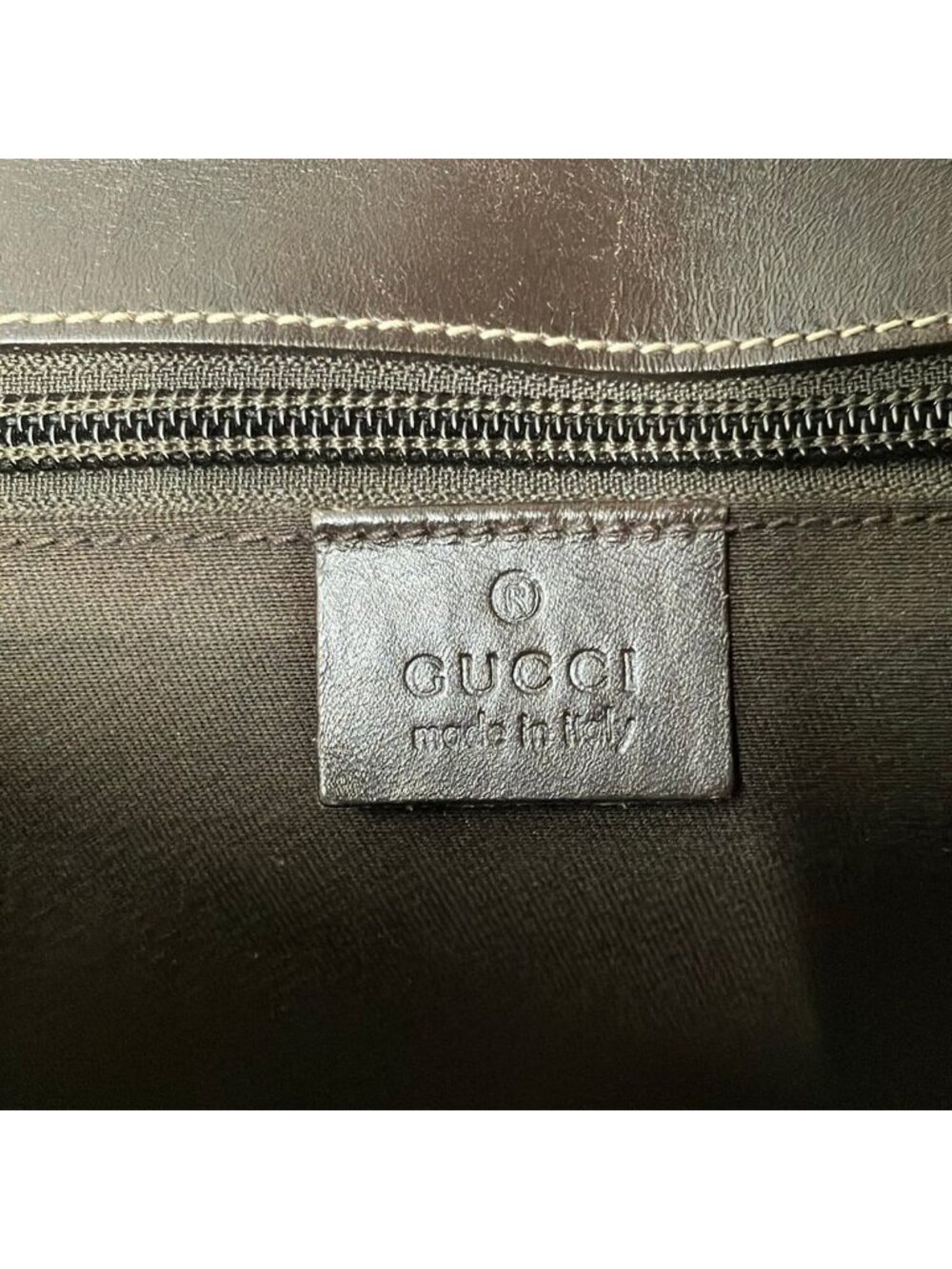 Gucci Handbag GG Plus Supreme Beige Dark Brown Leather - Picture 8 of 10
